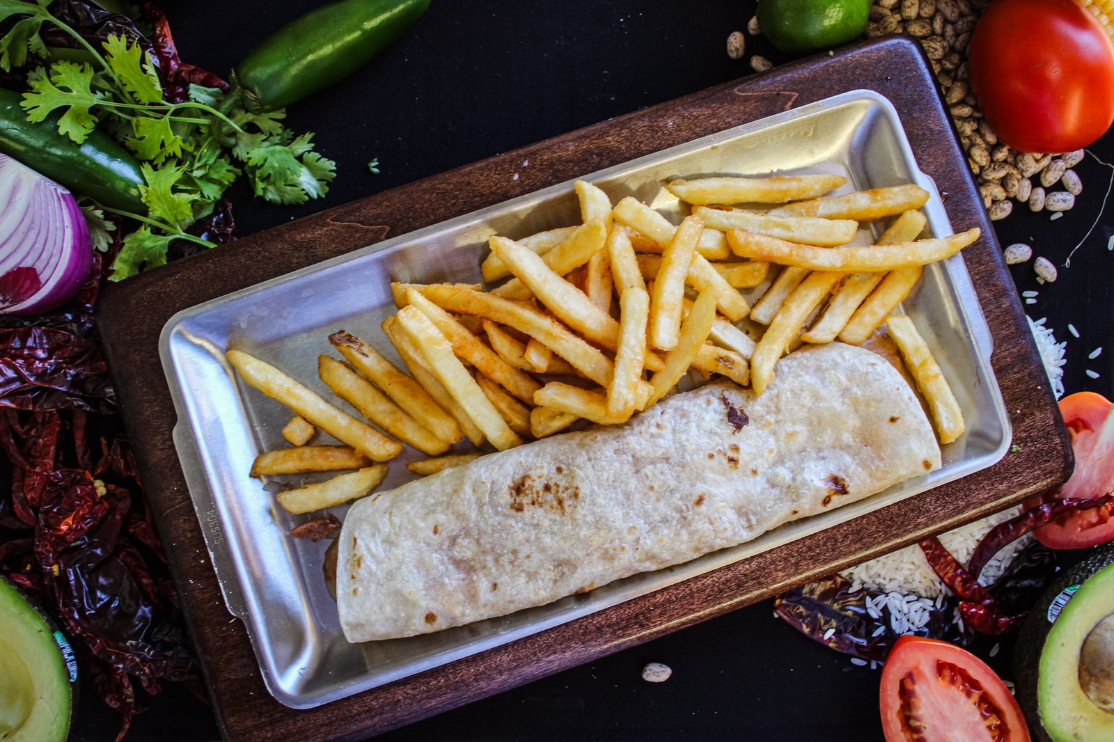 Bean and Cheese Burrito and Fries